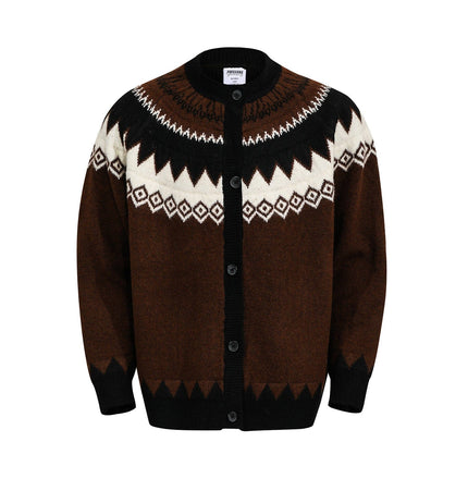 THETLSTUDIO M / White G551 GXFortune American Vintage Fair Island Crew Neck Cardigan Sweater For Men and Women Couples Lazy Knitwear