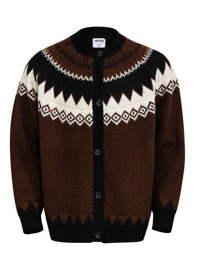 TALKLESSFASHION M / White G551 GXFortune American Vintage Fair Island Crew Neck Cardigan Sweater For Men and Women Couples Lazy Knitwear