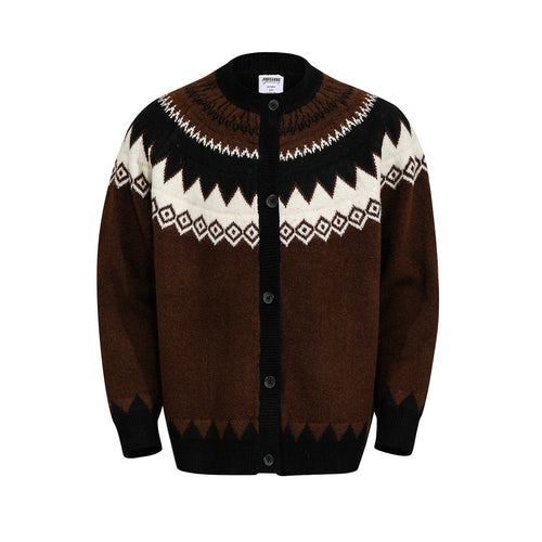 THETLSTUDIO M / White G551 GXFortune American Vintage Fair Island Crew Neck Cardigan Sweater For Men and Women Couples Lazy Knitwear