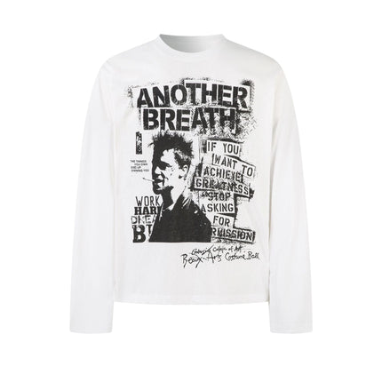 TALKLESSFASHION M / white Jiayiku Autumn 2025 New American Retro Hip-Hop Trendy Brand Tee Street Culture Shirt Punk T-Shirt Long Sleeve Men
