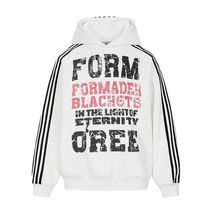 TALKLESSFASHION M / white OREETA American vintage mottled distressed letter print hoodie hoodie men's and women's trendy couple hoodies
