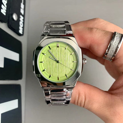 TALKLESSFASHION Matcha green Square silver band square watch