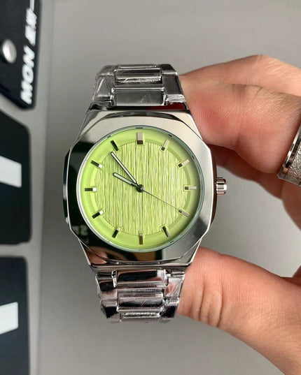 TALKLESSFASHION Matcha green Square silver band square watch