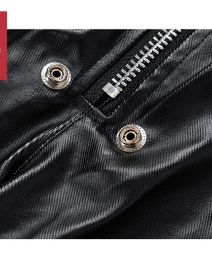TALKLESSFASHION MatteCoat Casual leather Pants—-5388