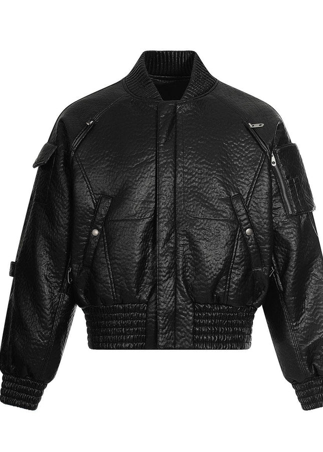 TALKLESSFASHION Mecha Pilot Padded Leather Jacket