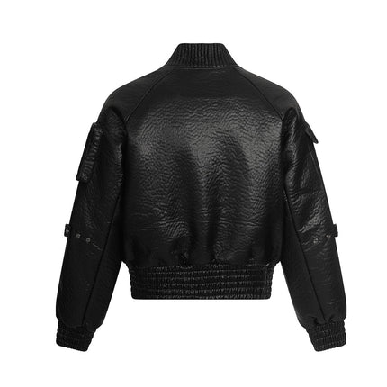 TALKLESSFASHION Mecha Pilot Padded Leather Jacket