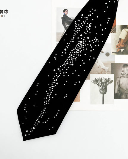 TALKLESSFASHION Meteor Hot Diamond Tie (In stock) Le Chao full hot diamonds tie