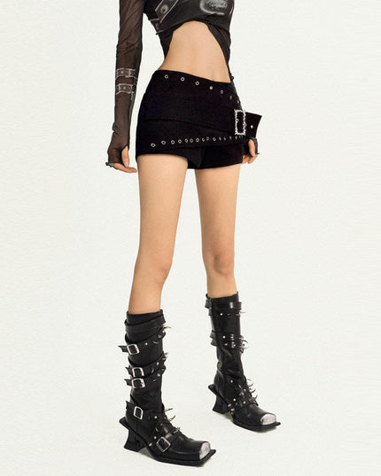 TALKLESSFASHION Milk Cool Molly Original design studded black ultra shorts female punk hot girl low-waisted slimming American hot pants
