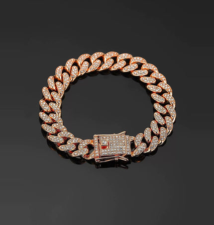 TALKLESSFASHION MS Full Diamond Bracelet 13MM Hip Hop American Hip Street Full Diamond Rap Rap Anklet Cuban Chain Men's Bracelet