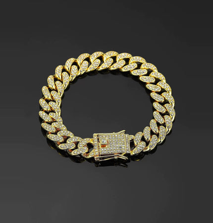TALKLESSFASHION MS Full Diamond Bracelet 13MM Hip Hop American Hip Street Full Diamond Rap Rap Anklet Cuban Chain Men's Bracelet