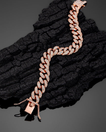 TALKLESSFASHION MS Full Diamond Bracelet 13MM Hip Hop American Hip Street Full Diamond Rap Rap Anklet Cuban Chain Men's Bracelet