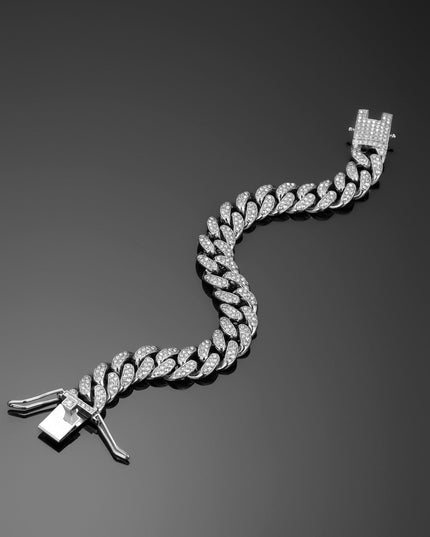 TALKLESSFASHION MS Full Diamond Bracelet 13MM Hip Hop American Hip Street Full Diamond Rap Rap Anklet Cuban Chain Men's Bracelet
