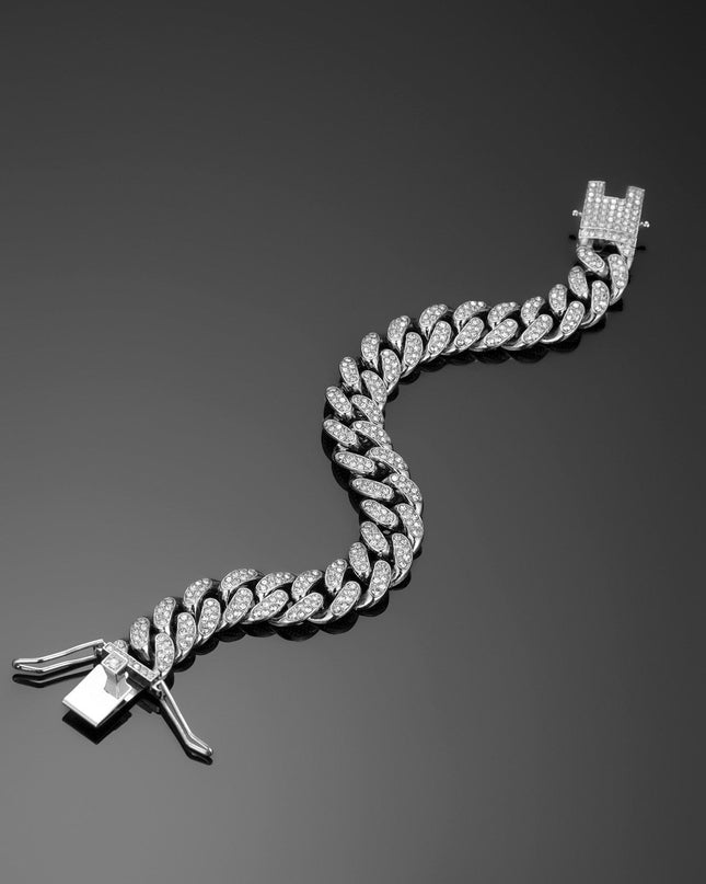 TALKLESSFASHION MS Full Diamond Bracelet 13MM Hip Hop American Hip Street Full Diamond Rap Rap Anklet Cuban Chain Men's Bracelet