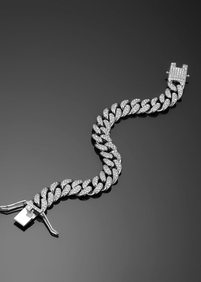 TALKLESSFASHION MS Full Diamond Bracelet 13MM Hip Hop American Hip Street Full Diamond Rap Rap Anklet Cuban Chain Men's Bracelet