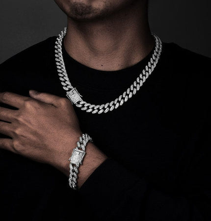 TALKLESSFASHION MS Full Diamond Bracelet 13MM Hip Hop American Hip Street Full Diamond Rap Rap Anklet Cuban Chain Men's Bracelet