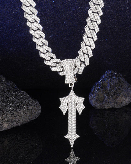 TALKLESSFASHION MS Sword Cuban Chain American Hip Hop Diamond Full Diamond Trend Hiphop Rap Rap Premium Pendant Men's Necklace