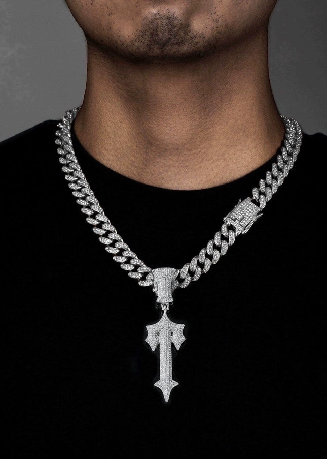 TALKLESSFASHION MS Sword Cuban Chain American Hip Hop Diamond Full Diamond Trend Hiphop Rap Rap Premium Pendant Men's Necklace