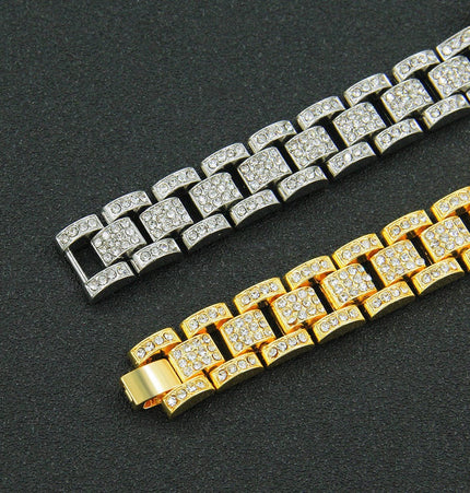 TALKLESSFASHION MS Watch Bracelet Cross Rotating American Hip Hop Hip Hop Time Running Women's Full Diamond Dollar Men's Bracelet