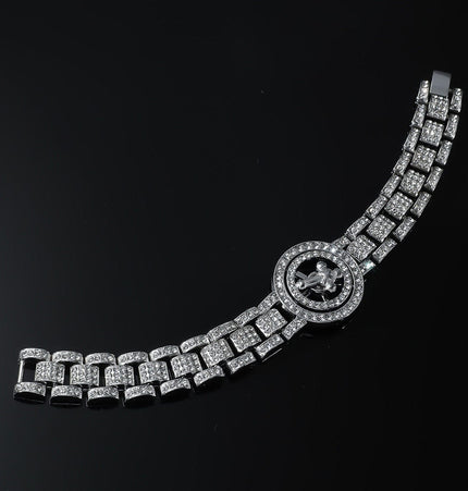 TALKLESSFASHION MS Watch Bracelet Cross Rotating American Hip Hop Hip Hop Time Running Women's Full Diamond Dollar Men's Bracelet