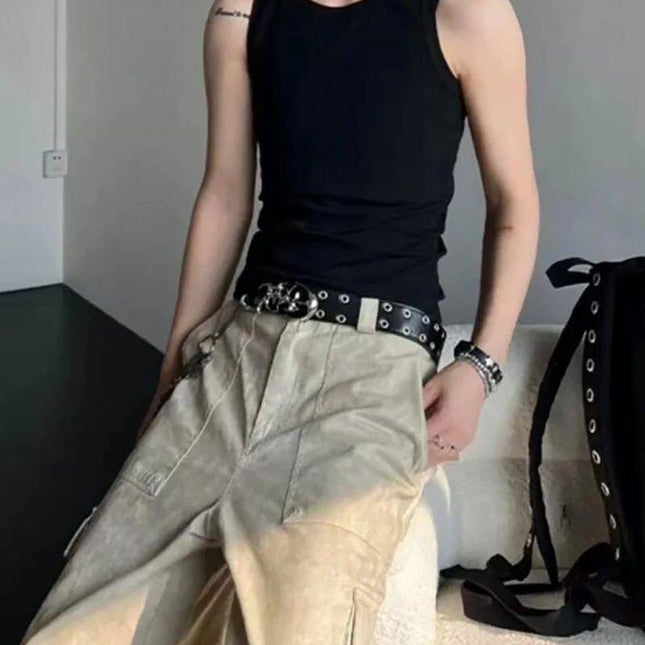 TALKLESSFASHION New Stylish Y2K Hollow PU Leather Fashion Punk Belt For Men