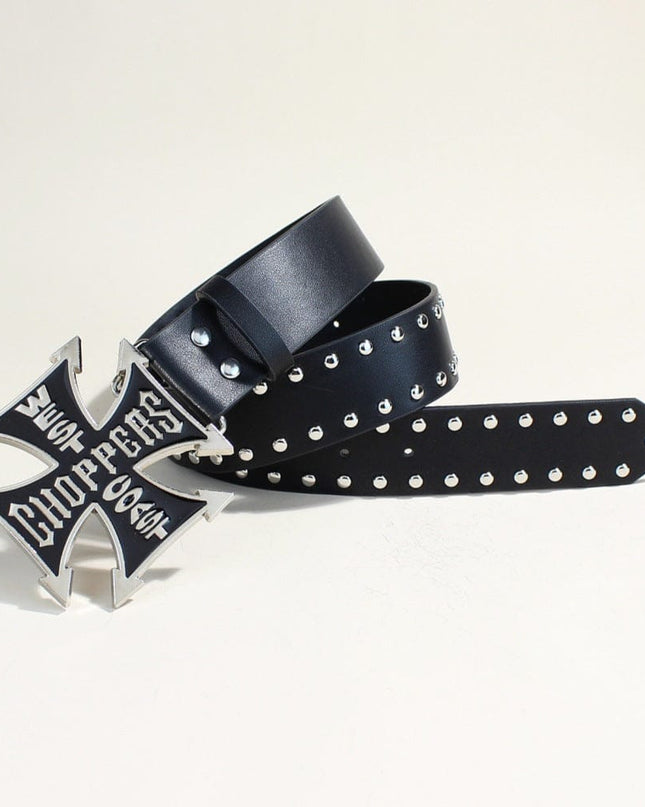 TALKLESSFASHION New Trend Belt Fashion Personality Willow Stud Youth Belt Punk Cross Snap Casual Pants Belt In Stock Wholesale