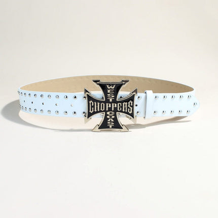 TALKLESSFASHION New Trend Belt Fashion Personality Willow Stud Youth Belt Punk Cross Snap Casual Pants Belt In Stock Wholesale