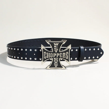 TALKLESSFASHION New Trend Belt Fashion Personality Willow Stud Youth Belt Punk Cross Snap Casual Pants Belt In Stock Wholesale