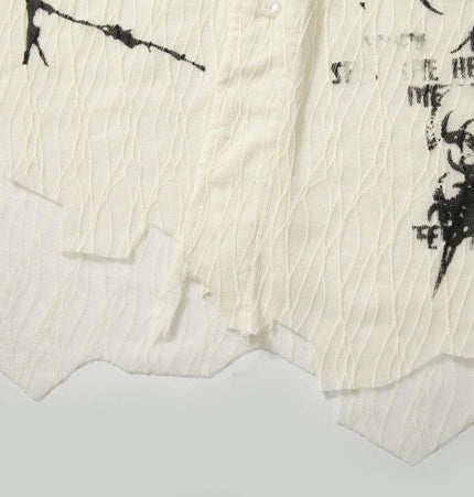 THETLSTUDIO Niche Deconstructed Pleated Graffiti Shirt
