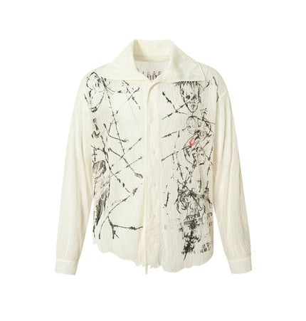 THETLSTUDIO Niche Deconstructed Pleated Graffiti Shirt