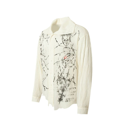 THETLSTUDIO Niche Deconstructed Pleated Graffiti Shirt
