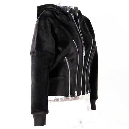 TALKLESSFASHION Niche Gold Velvet Cropped Hood