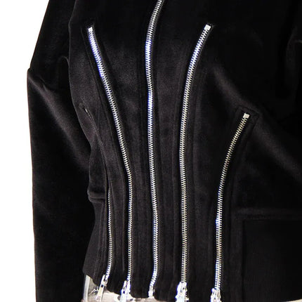 TALKLESSFASHION Niche Gold Velvet Cropped Hood