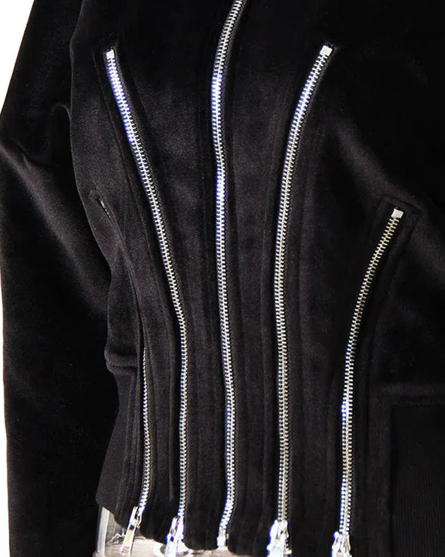 TALKLESSFASHION Niche Gold Velvet Cropped Hood