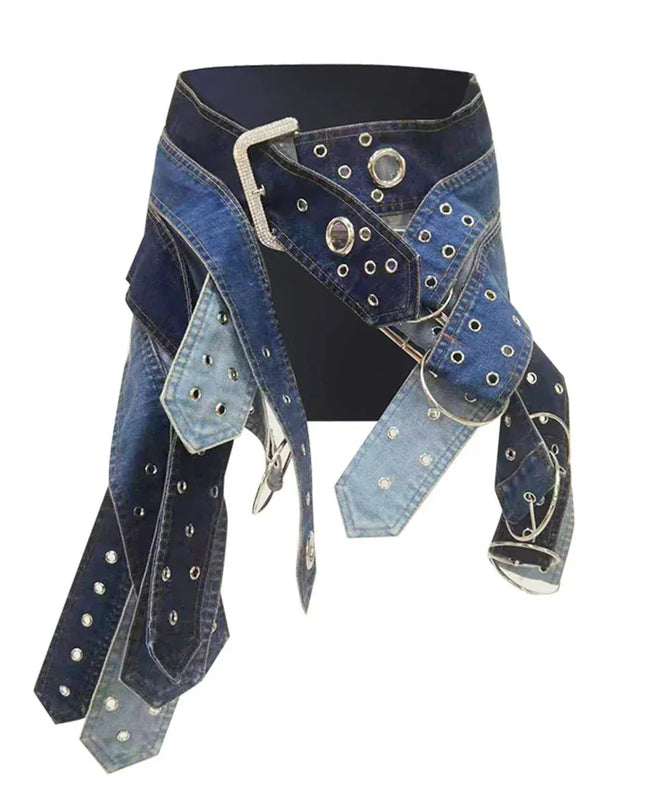 TALKLESSFASHION Niche Hot Girl High-Waist Denim Skirt