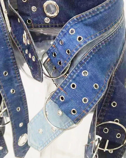 TALKLESSFASHION Niche Hot Girl High-Waist Denim Skirt