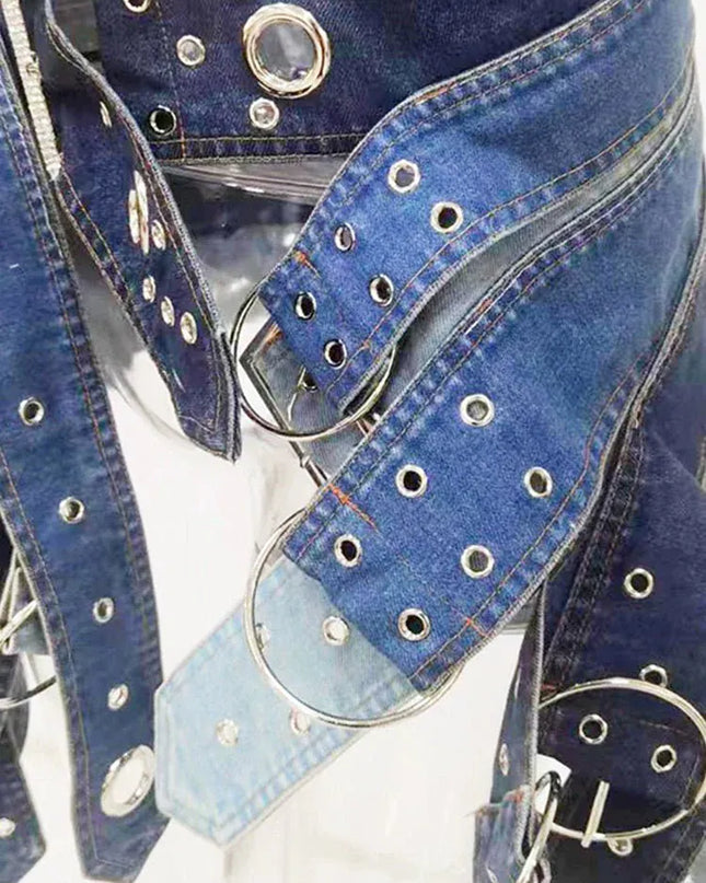 TALKLESSFASHION Niche Hot Girl High-Waist Denim Skirt