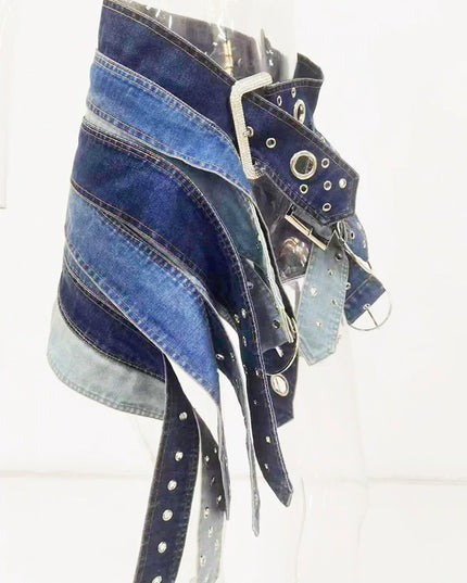 TALKLESSFASHION Niche Hot Girl High-Waist Denim Skirt
