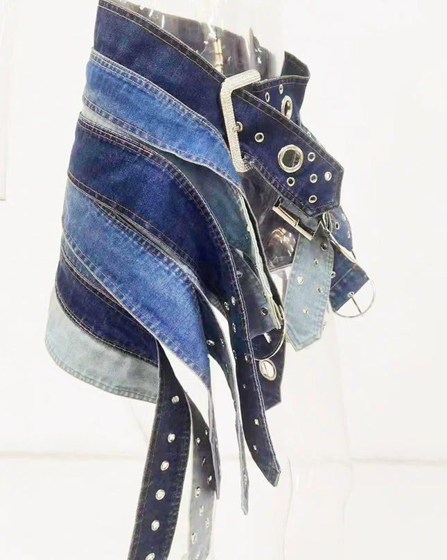 TALKLESSFASHION Niche Hot Girl High-Waist Denim Skirt