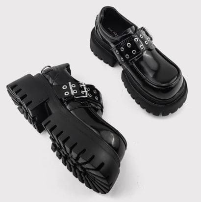 TALKLESSFASHION Niche platform punk studded derby shoes men's high-end Velcro shoes cowhide versatile business casual shoes