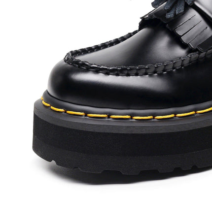 TALKLESSFASHION [No foot grinding] lightweight-platform tassel loafers, female genuine leather low-top heightened black small leather shoes four-season boots 5