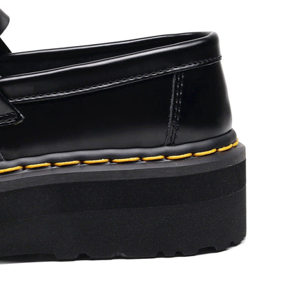 TALKLESSFASHION [No foot grinding] lightweight-platform tassel loafers, female genuine leather low-top heightened black small leather shoes four-season boots 5