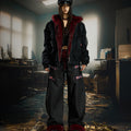 TALKLESSFASHION No man's island original y2k niche personality splicing pants hem furry detachable scimitar pants jeans