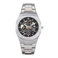 TALKLESSFASHION Noble Silver Black Steel Band Waterproof Quartz Small Square Watch