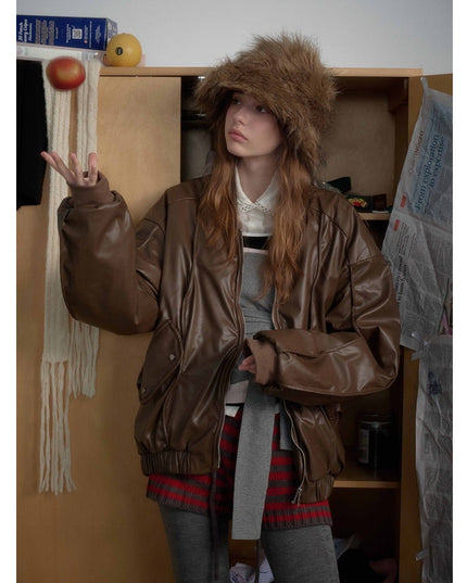 TALKLESSFASHION Old Money Pilot Leather Jacket