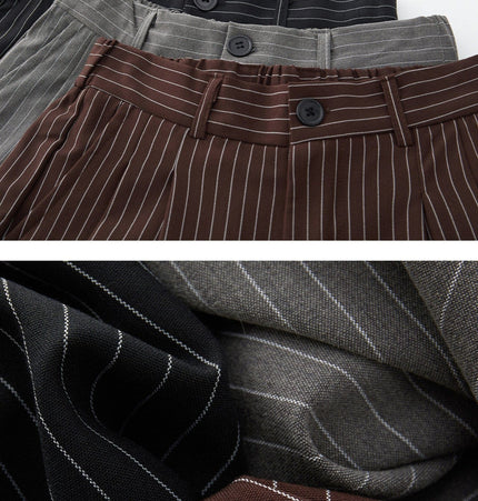 TALKLESSFASHION Old Money Pleated Striped Shorts