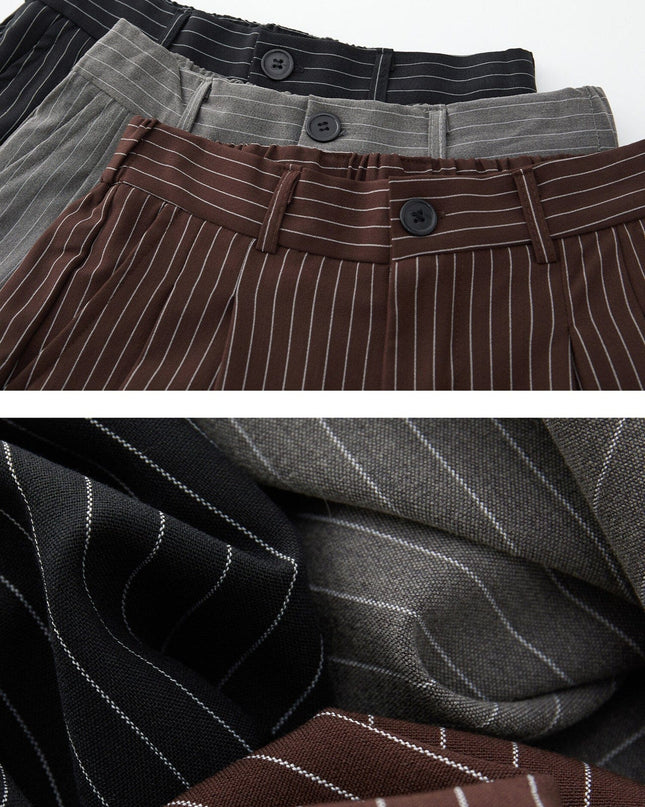 TALKLESSFASHION Old Money Pleated Striped Shorts