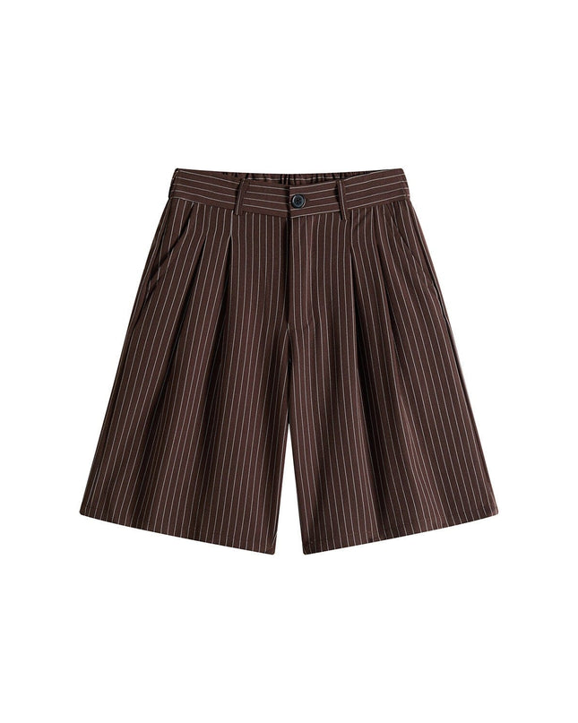 TALKLESSFASHION Old Money Pleated Striped Shorts