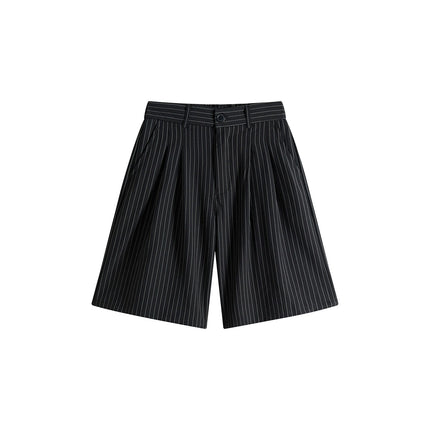 TALKLESSFASHION Old Money Pleated Striped Shorts