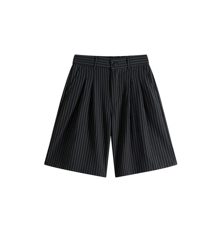 TALKLESSFASHION Old Money Pleated Striped Shorts