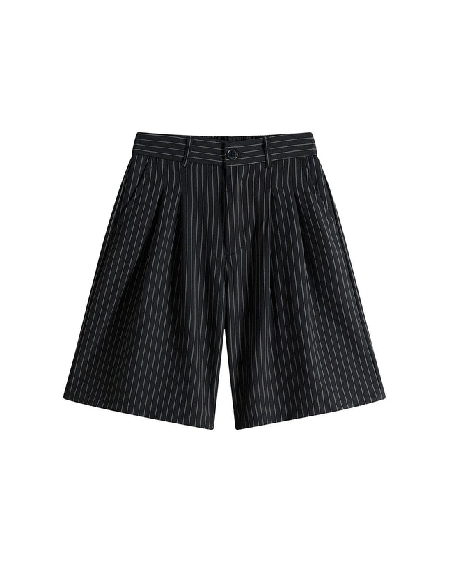 TALKLESSFASHION Old Money Pleated Striped Shorts